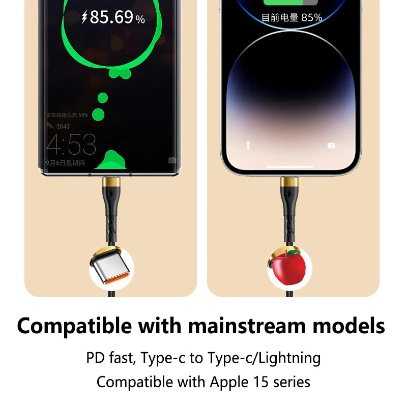 120W Spring Retractable USB-C Fast Charging Cable | PD 60W