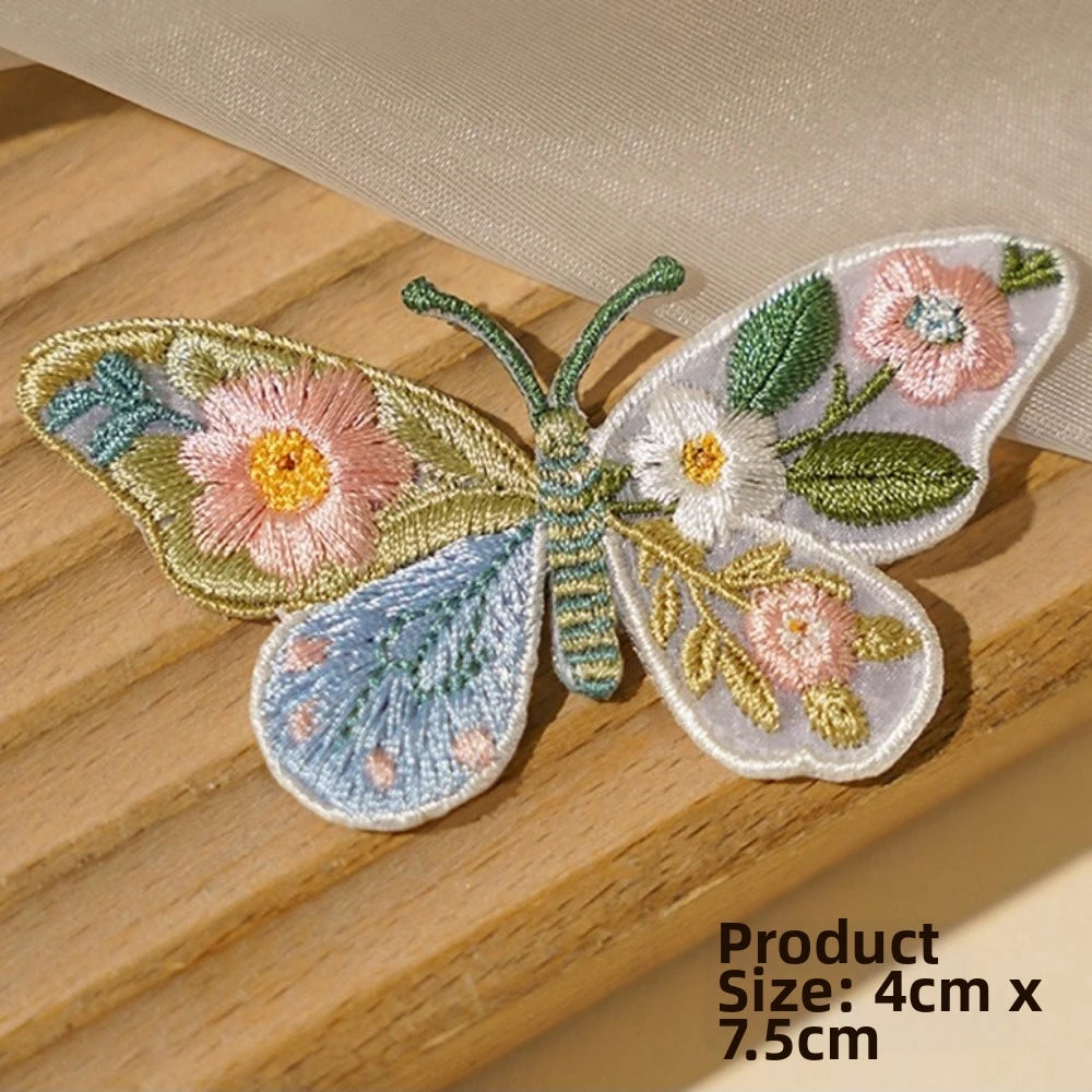 2Pcs 3D Butterfly Embroidery Iron-On Patches – Floral Applique Embroidery Iron-On Patch Nixie G-2PCS