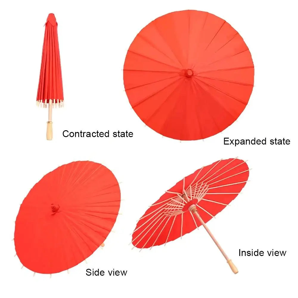Blank DIY Paper Umbrella Long Handle Prop – 20 to 60cm DIY Craft Prop Nixie