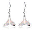 Fish Tail Blue Opal Drop Dangle Earrings | Crystal Rhinestone Fashion Dangle Earrings Nixie White