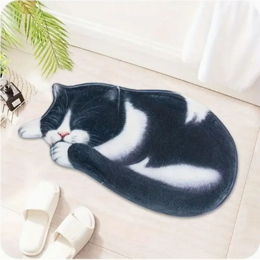 Cute Cat Crystal Fleece Floor Mat – Non-Slip 40×60cm Bath Mat Nixie
