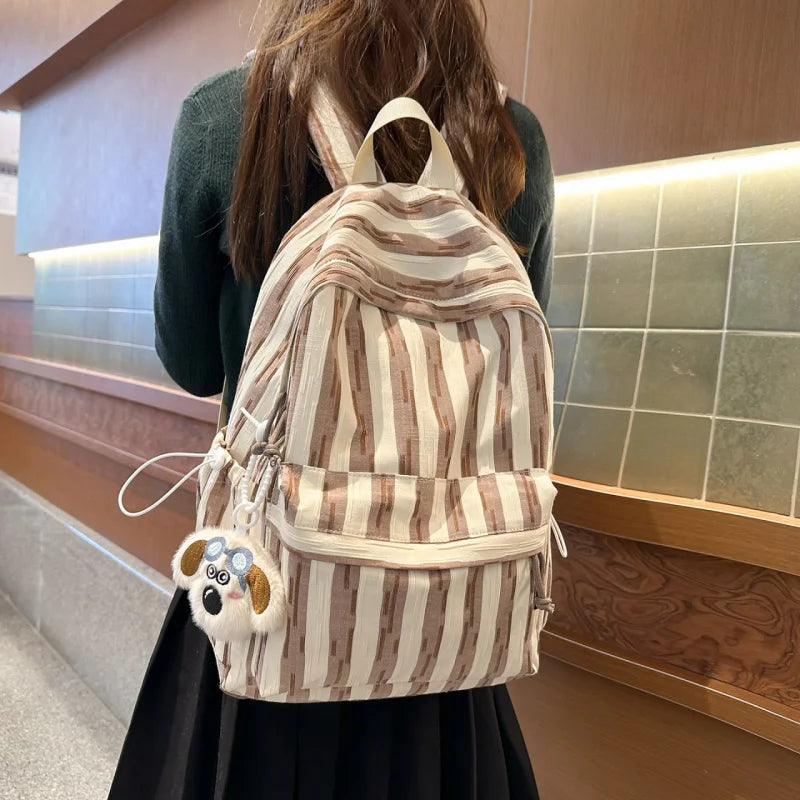 Korean Style Striped Casual Lightweight Student Backpack Student Backpack Nixie