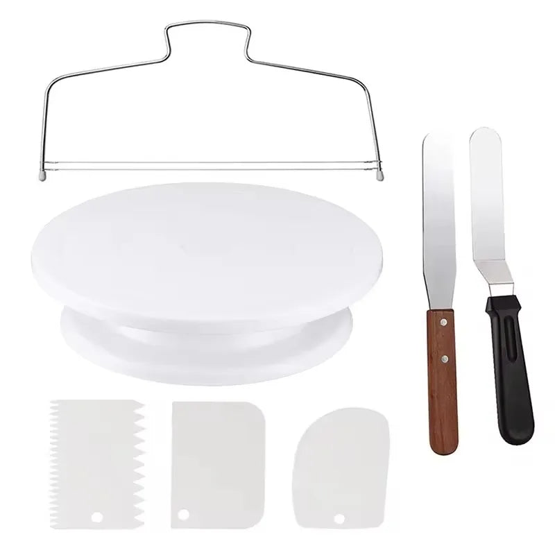 White Round Plastic Cake Turntable – Decorating Stand