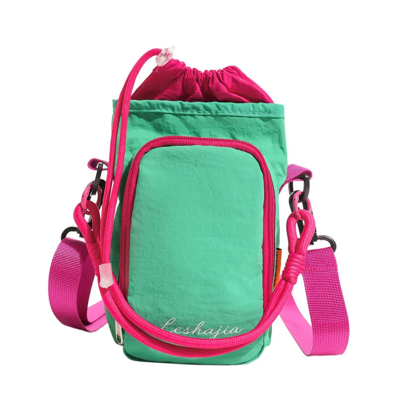 Nixie Korean Drawstring Crossbody Water Bottle Bag – Nylon Crossbody Bag Nixie