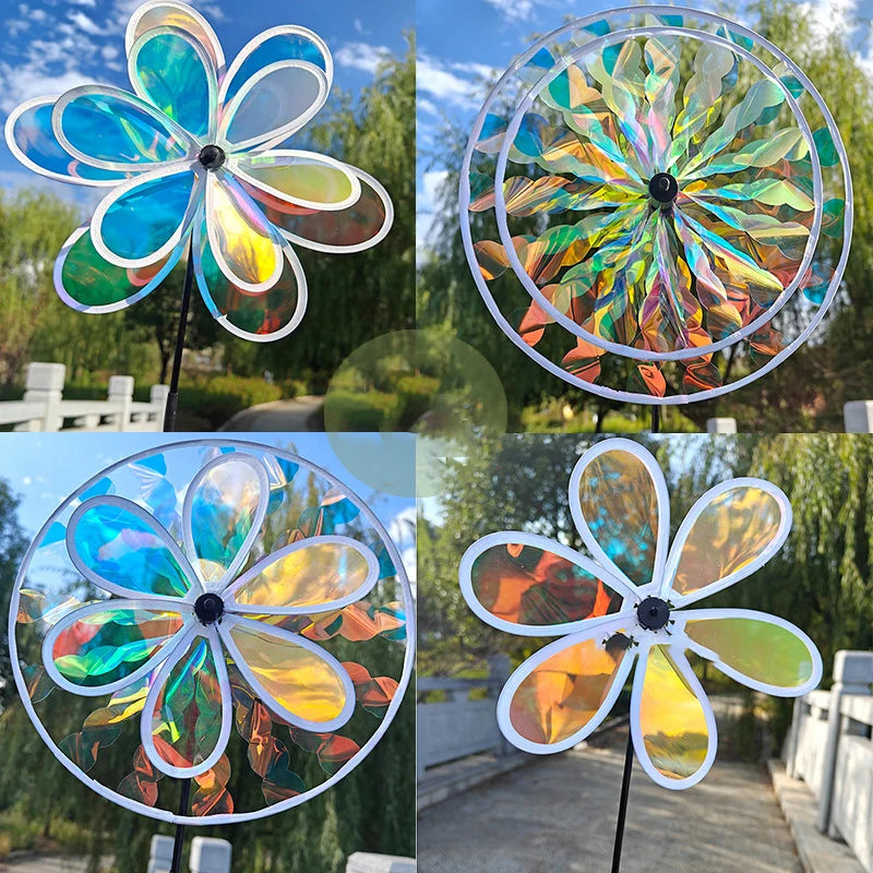 Reflective Sunflower Windmill – Bird-Deterrent Garden Decor, 6 Colors Garden Wind Spinner Nixie