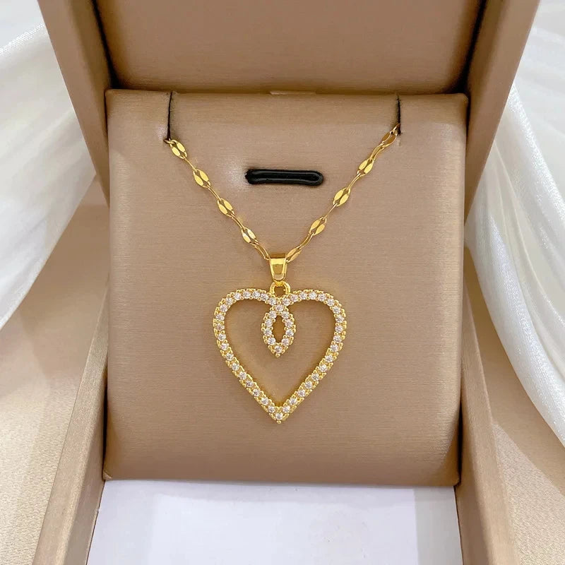 Women's Gold Heart Pendant Necklace – Minimalist Stainless Steel Pendant Necklace Nixie