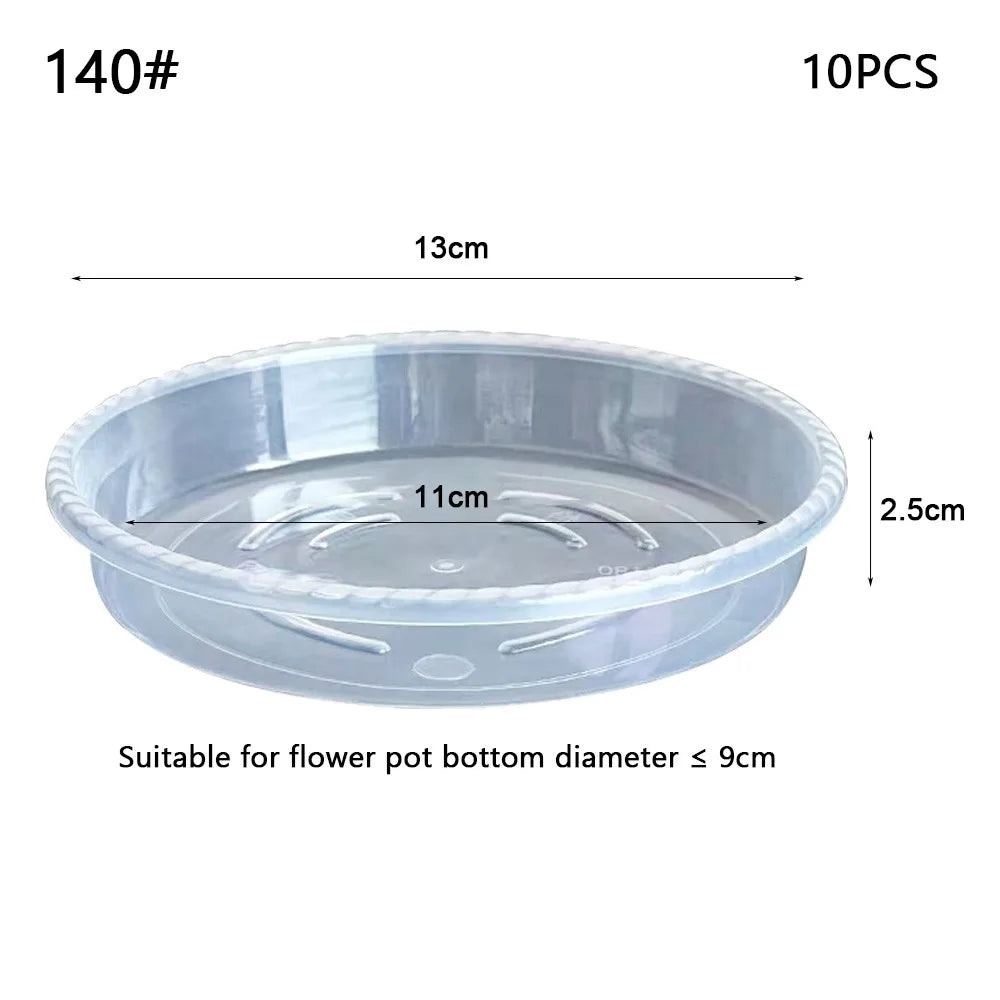 10 Pack Clear Round Plastic Flower Pot Drip Trays – 6 Sizes Plant Drip Trays Nixie 140-