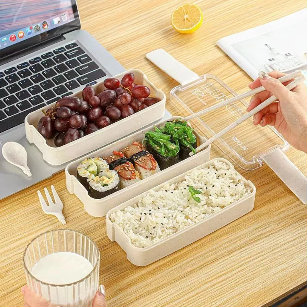 3-Layer Stackable Bento Lunch Box 900ML | Fork & Spoon