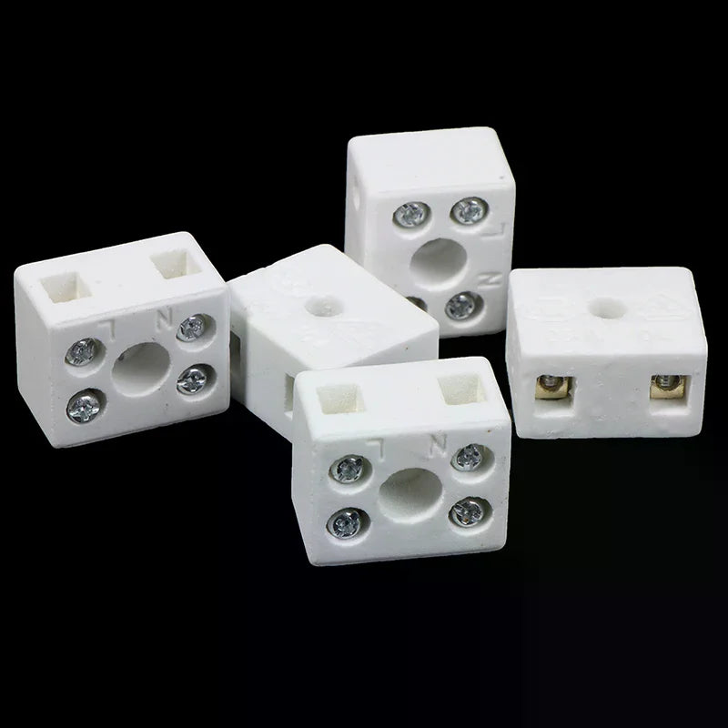 5Pcs Ceramic Wiring Terminal Block 2-Position 5-Hole 425°C Porcelain