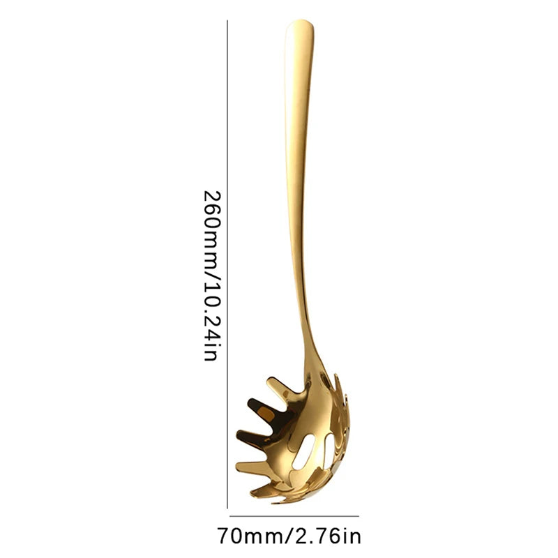 Stainless Steel Noodle Spoon Pasta Server & Food Strainer Pasta Server Spoon Nixie Gold