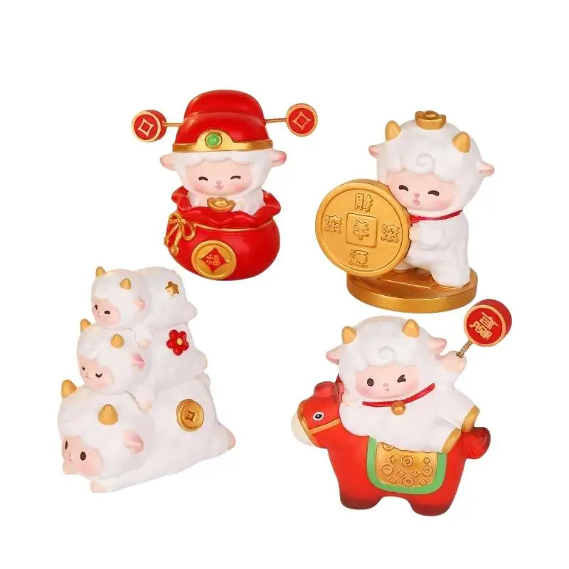 Kawaii Lucky Sheep Blind Box Figurine Set – Chinese Style Decor Collectible Figurine Set Nixie
