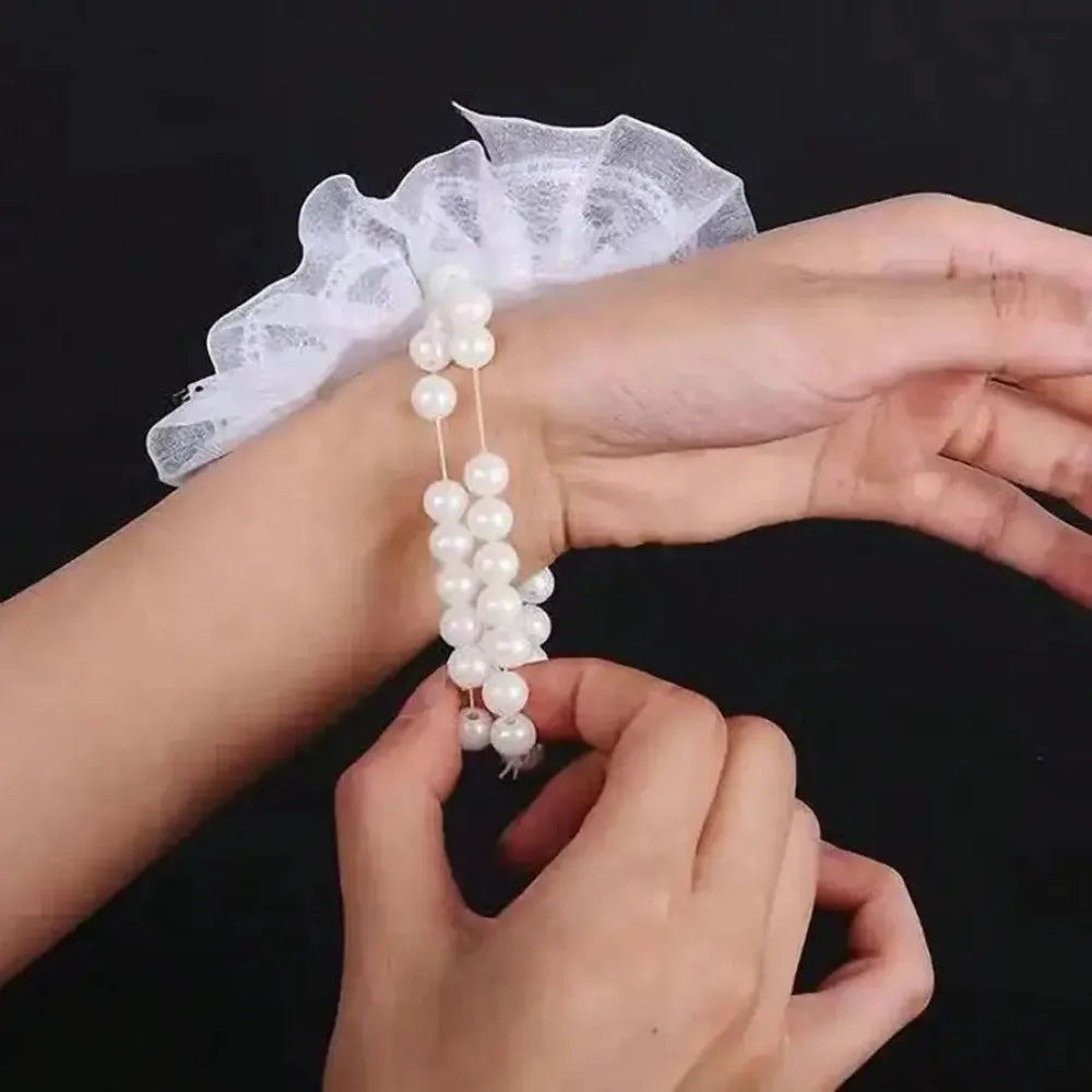 Pearl Elastic Corsage Wristlet Band – Bridal & Bridesmaid Corsage Wristlet Band Nixie