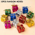 10pcs Mini PVC Square Gift Box Christmas Tree Ornaments