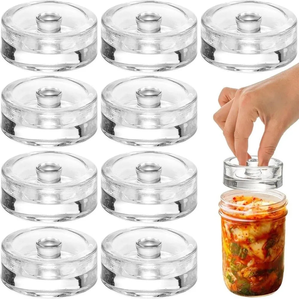 Glass Fermentation Weights with Handle – Wide Mouth Mason Jar Fermentation Weight Nixie