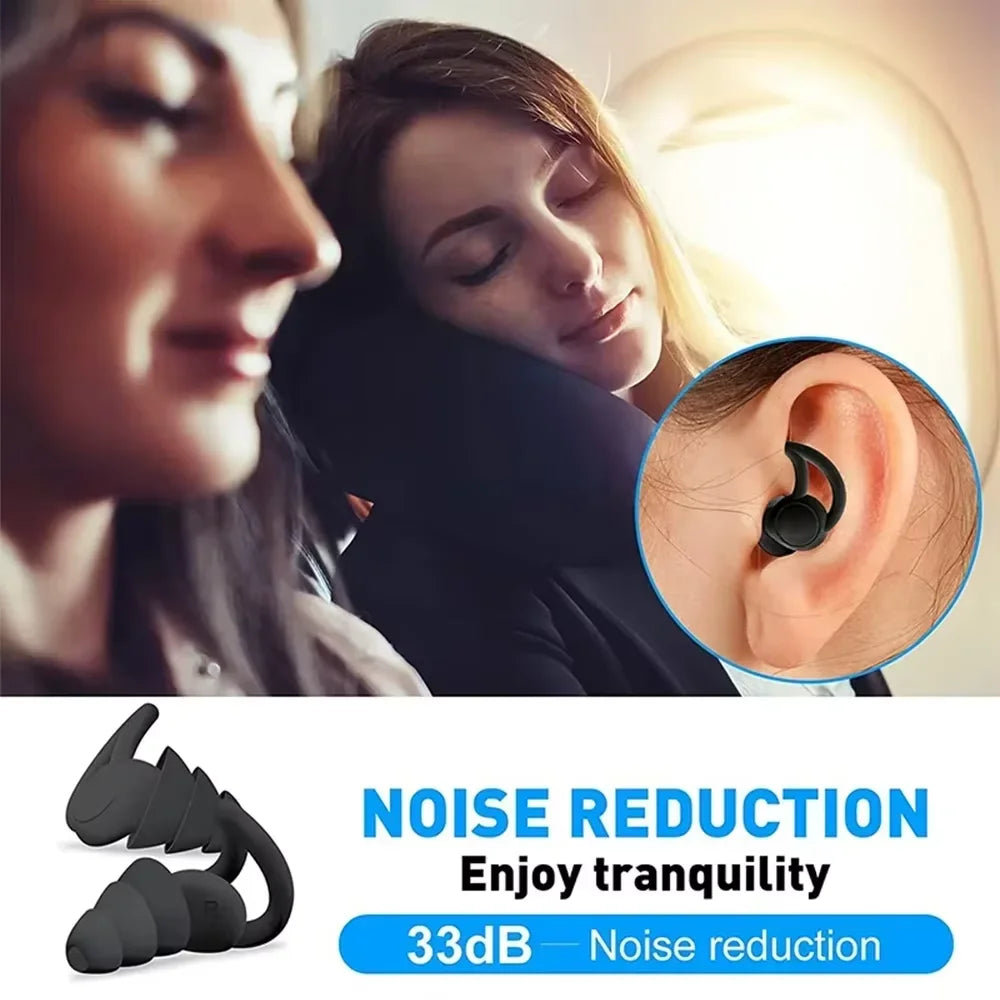 3-Layer Silicone Earplugs for Sleep, Swim & Noise Reduction
