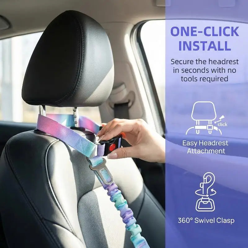 2-in-1 Dog Car Seatbelt & Leash – Adjustable Pet Safety Tether Dog Car Safety Leash Nixie
