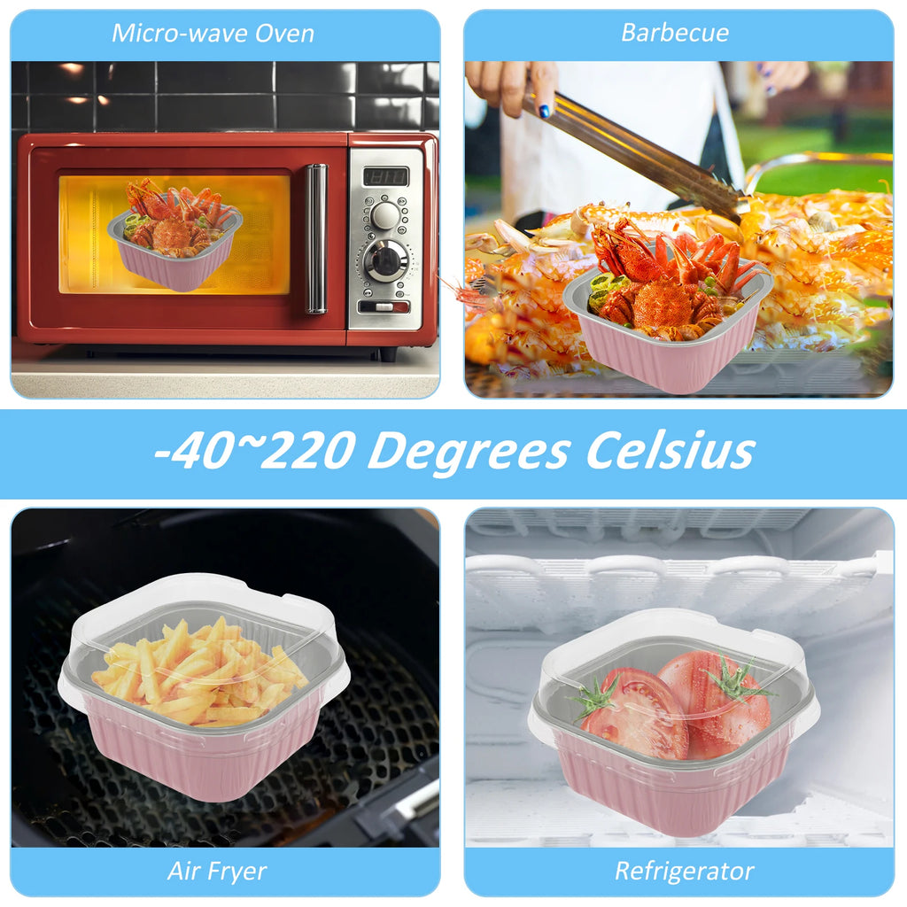 50Pcs Aluminum Foil Cupcake Cups with Lids & Fork Spoons Foil Baking Cups Nixie