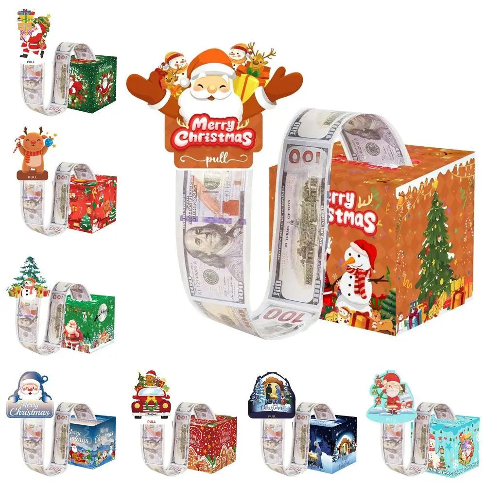Christmas Pull-Out Money Box with 50 Transparent Bags – Surprise Gift Surprise Gift Box Nixie