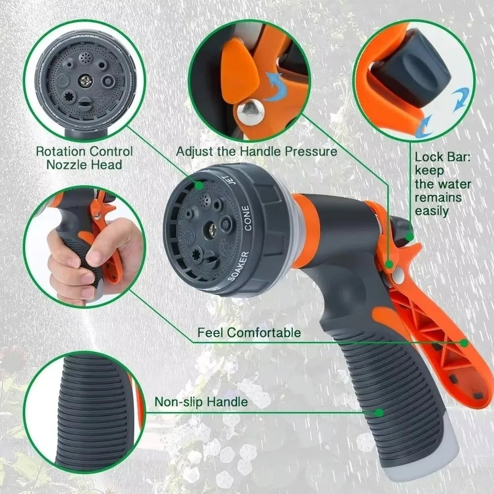 8-Mode Adjustable High Pressure Garden Spray Nozzle