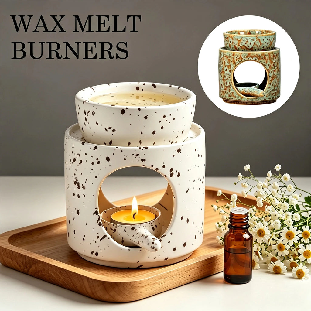 Ceramic Essential Oil Burner & Tealight Wax Warmer + Spoon Ceramic Oil Burner Nixie