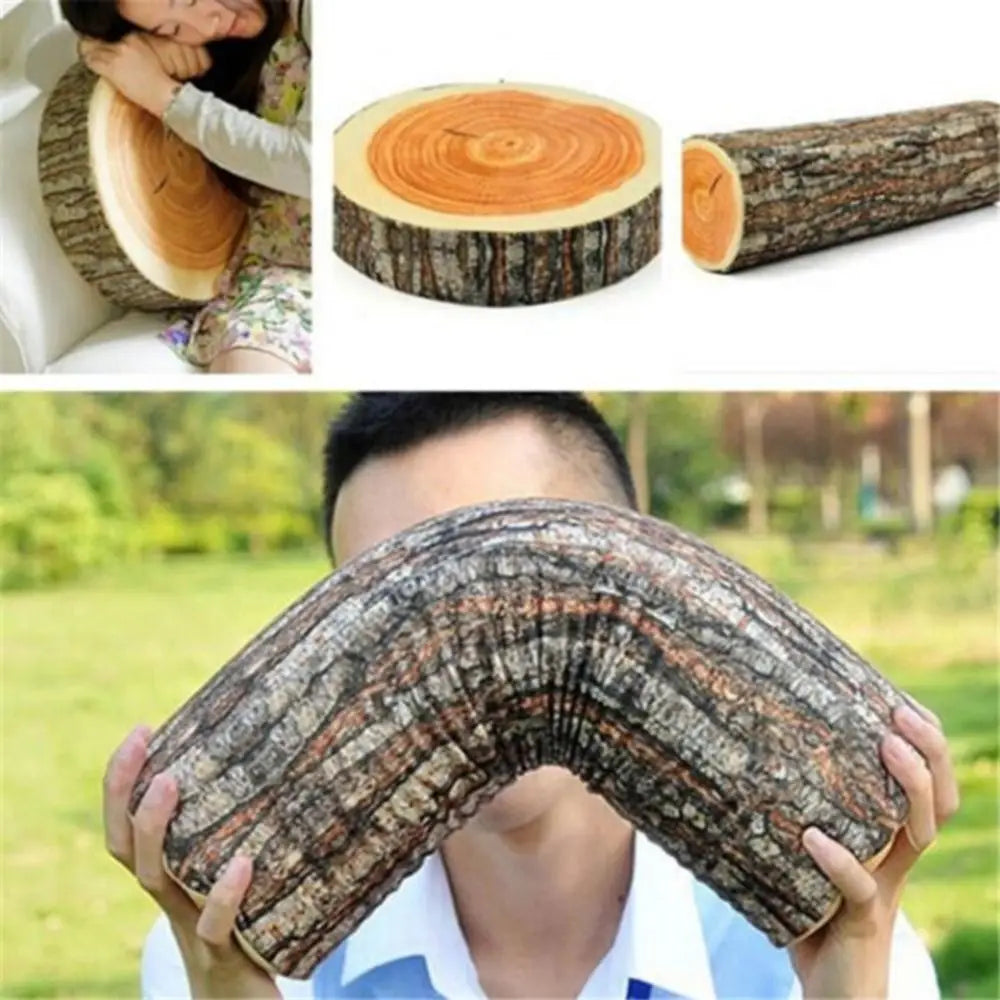 Convertible Tree Log Pillow – Wood Grain Floor Stump Cushion Decorative Cushion Nixie
