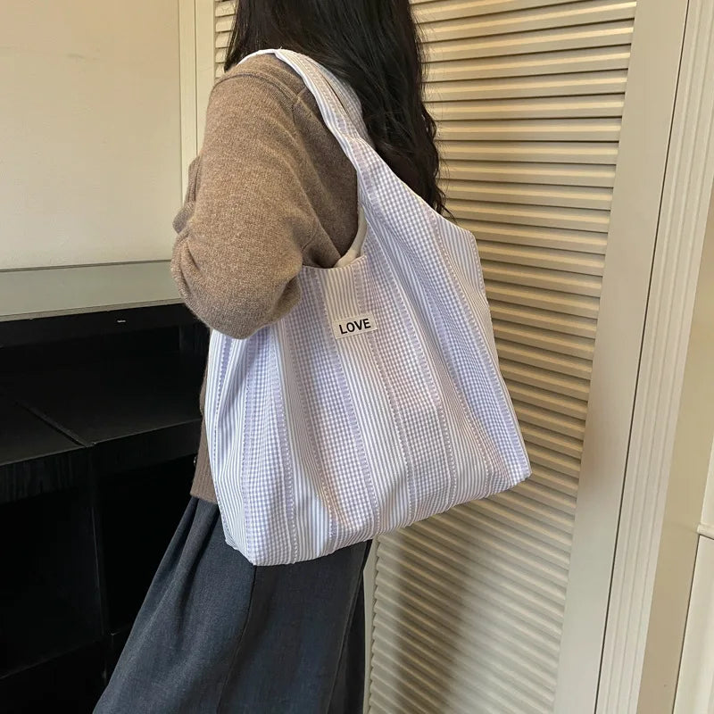 Korean-Style Canvas Tote Bag – Large Shoulder Bag for Women Canvas Shoulder Tote Nixie