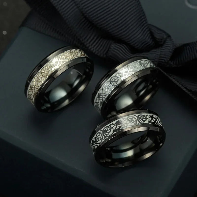 Luminous Dragon Ceramic Stainless Steel Ring – Unisex Band Fashion Ring Nixie