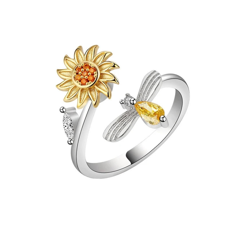 14K Gold Plated Rotatable Zirconia Ring – Women's Fashion Fashion Ring Nixie