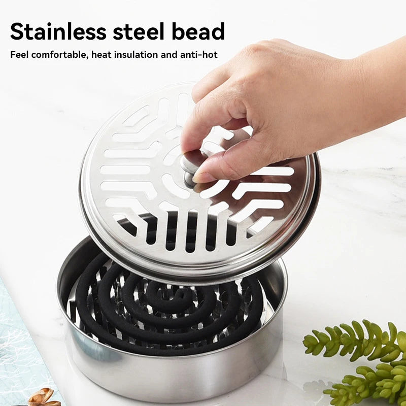 Stainless Steel Mosquito Coil Holder Tray with Cover Mosquito Coil Holder Nixie
