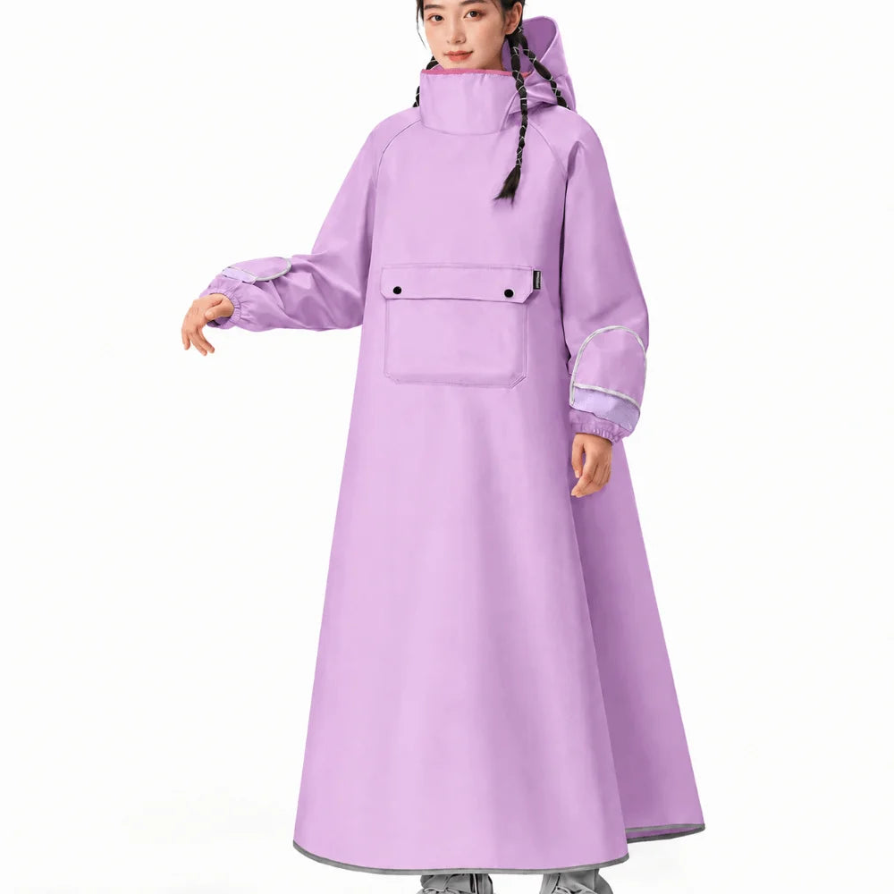 EVA Oxford Cloth Hooded Rain Poncho – Reflective Full-Body Hooded Rain Poncho Nixie Purple-L