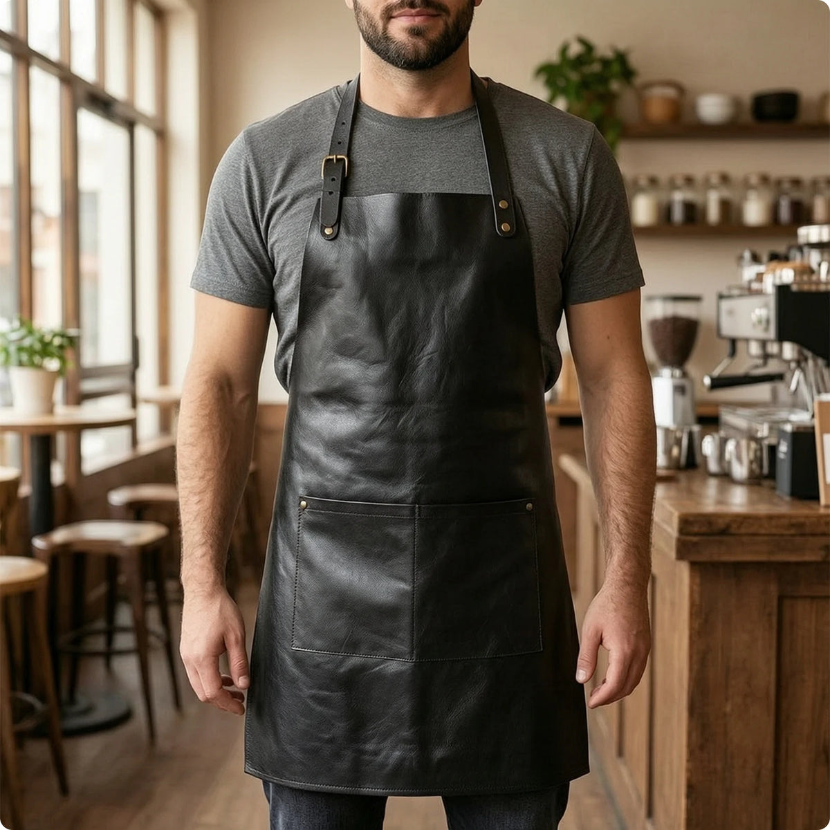 PU Leather Apron Vintage Halter Neck – Barista & Workshop