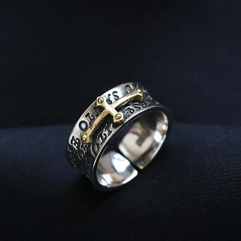 Punk Cross Ring | Zinc Alloy Adjustable Geometric Crystal Ring Fashion Ring Nixie