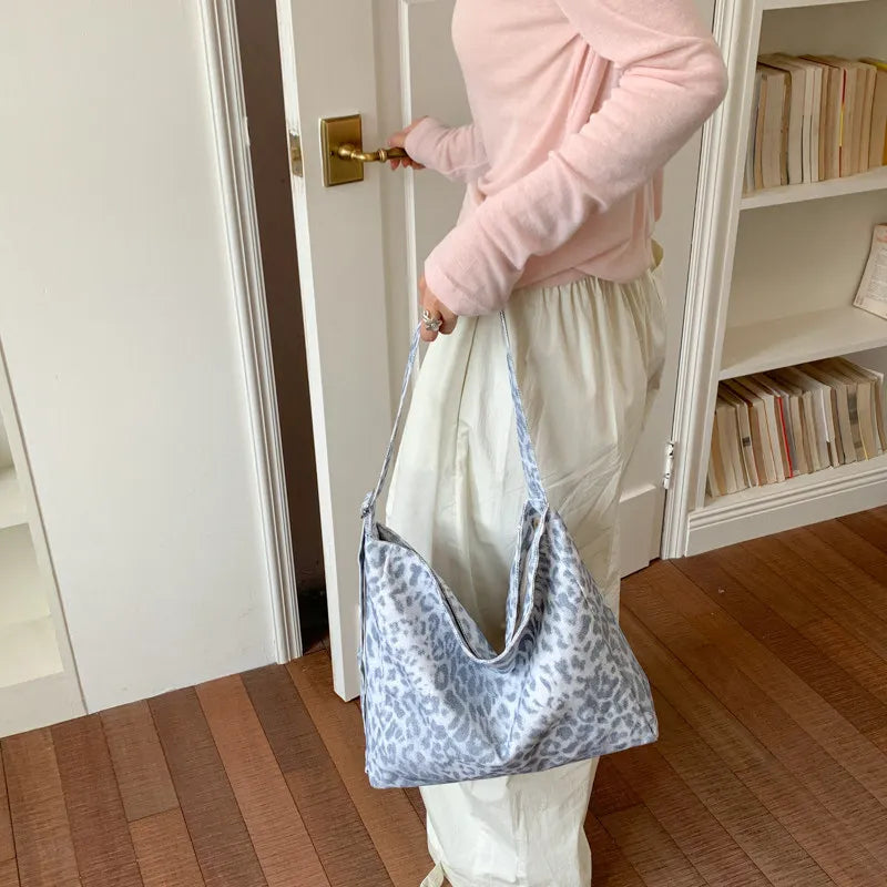 Korean Leopard Print Canvas Tote Bag – Large Capacity Women Canvas Tote Bag Nixie