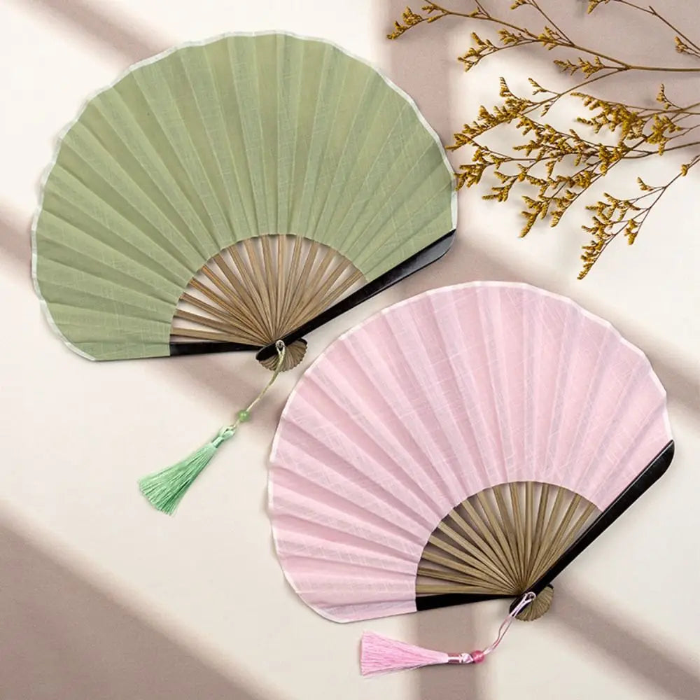 Japanese & Chinese Folding Hand Fan – Bamboo & Linen Cloth Folding Hand Fan Nixie