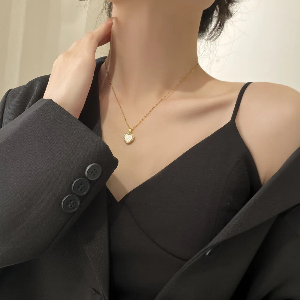 Double-Sided Heart Pendant Necklace | Black & White Choker