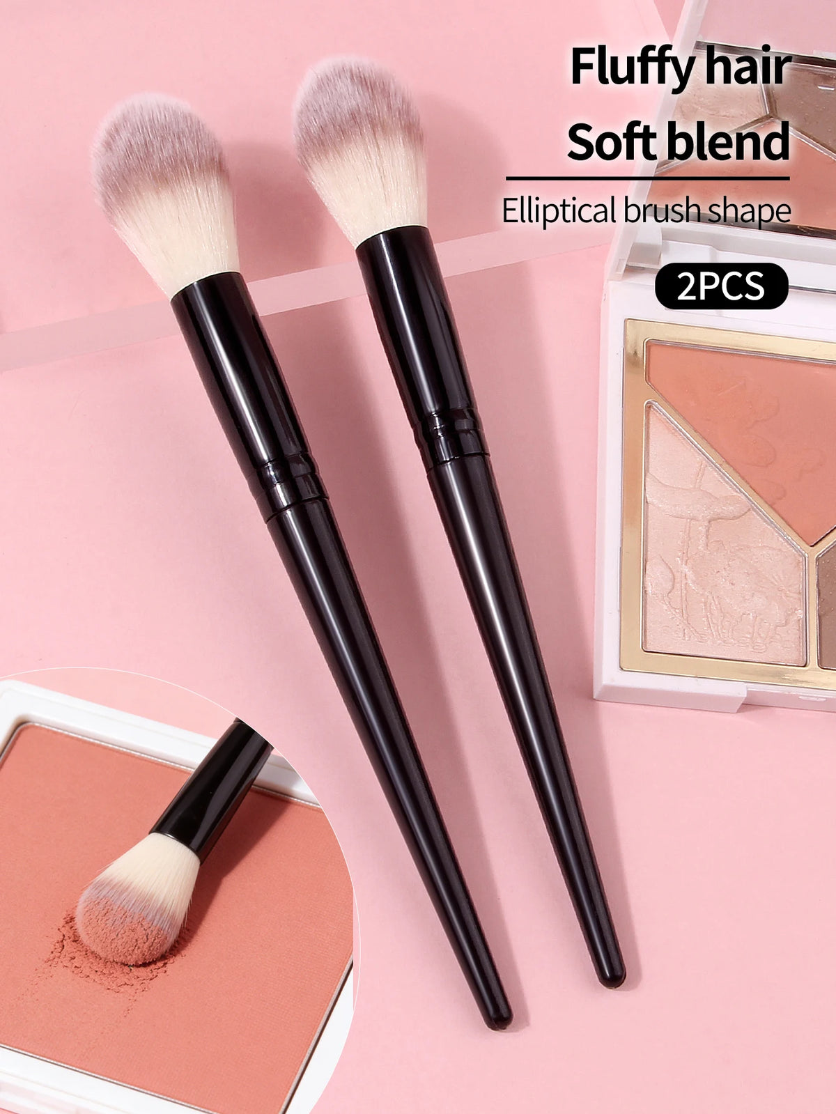 2-Pack Flame Shape Blush Highlighter & Contour Makeup Brushes Makeup Brush Set Nixie