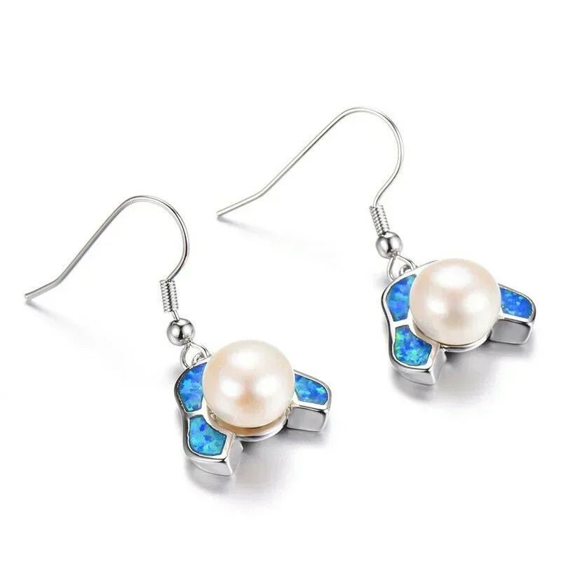 Crystal Drop Earrings Geometric Vintage Pearl Simulated Opal Dangle Drop Dangle Earrings Nixie