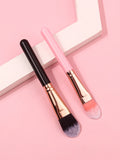 2PCS Flat Tongue Foundation Brushes – Soft Wool Fiber | Nixie Makeup Foundation Brush Nixie Black and pink