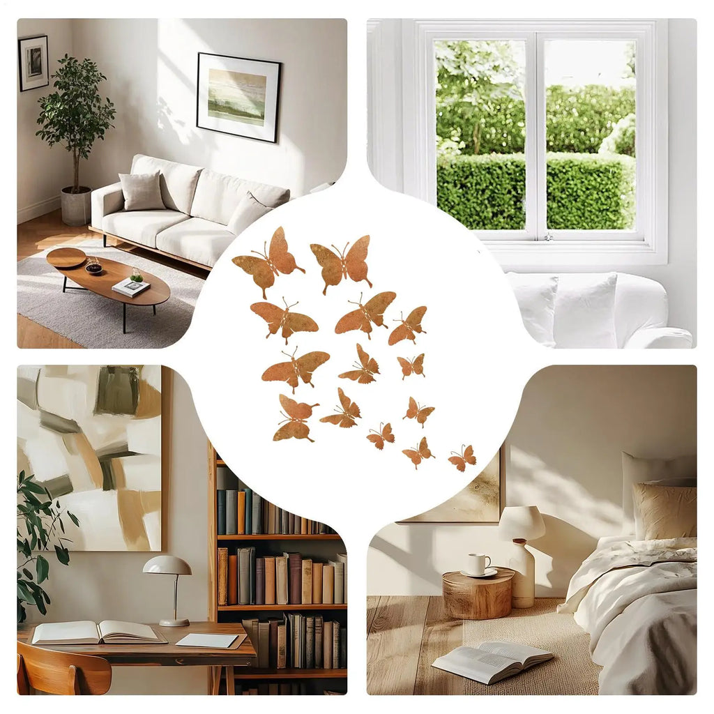15-Piece Metal Butterfly Wall Decor – Handcrafted Iron Art Metal Wall Art Nixie