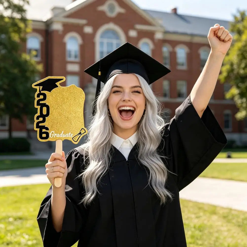 2026 Wooden Graduation Photo Props – Glitter Party Keepsake Graduation Photo Prop Nixie