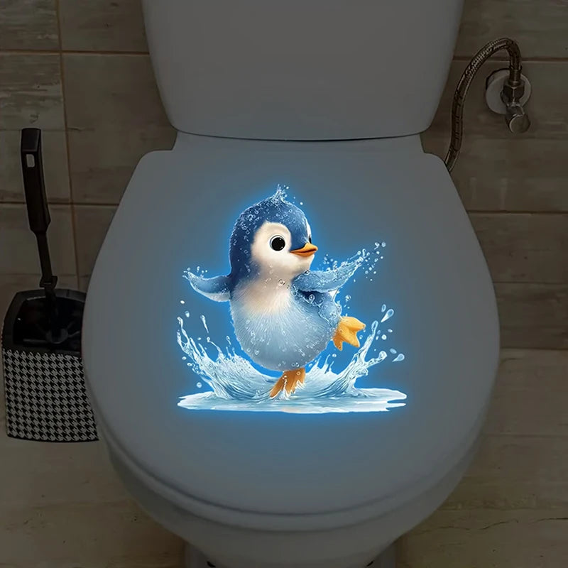 Glow-in-the-Dark Penguin Bathroom Sticker – Removable Decal Bathroom Wall Sticker Nixie