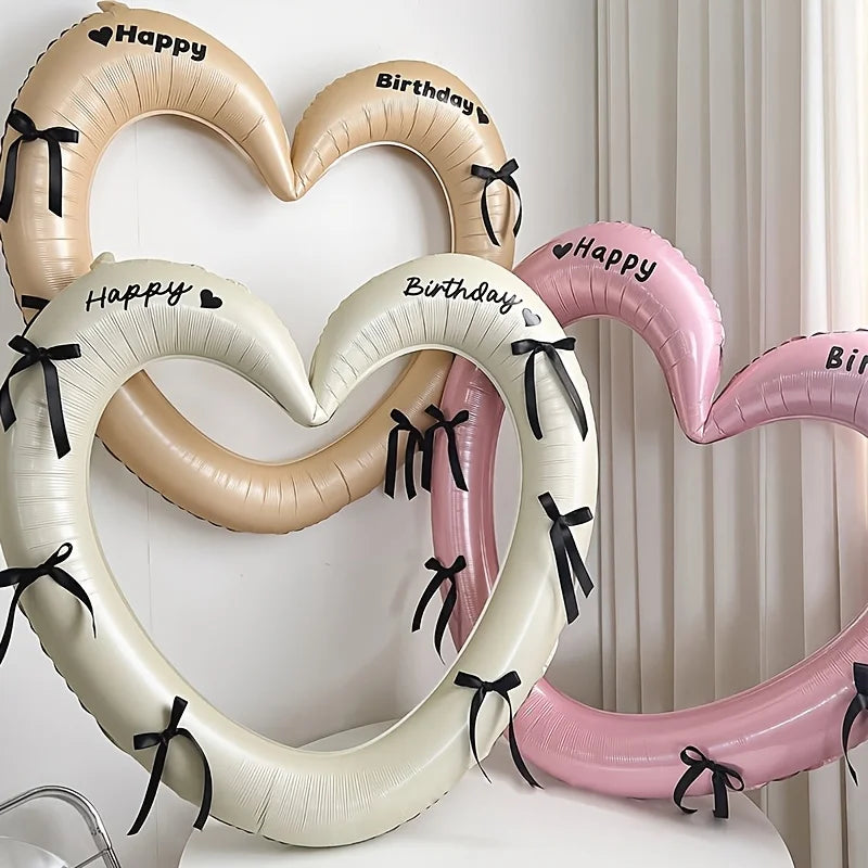 40" Bow Happy Birthday Foil Balloon Set – Party Decoration Foil Balloon Set Nixie