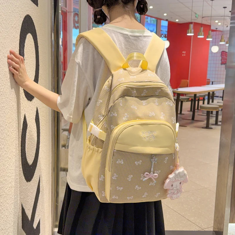 Teen Girls Bowknot Backpack – Lightweight Aesthetic School Bag Girls Fashion Backpack Nixie