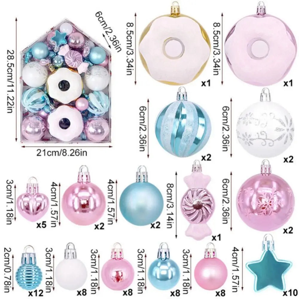72-Piece Multicolor Plastic Christmas Ball Ornament Set