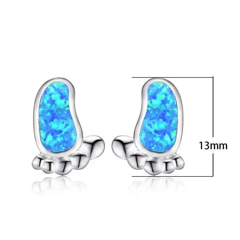 Blue Simulated Opal Glass Vintage Stud Earrings – Hypoallergenic Stud Earrings Nixie