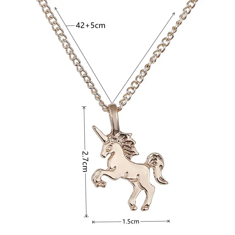 Unicorn Pendant Necklace Gold Plated Zinc Alloy – Women's Fashion Pendant Necklace Nixie