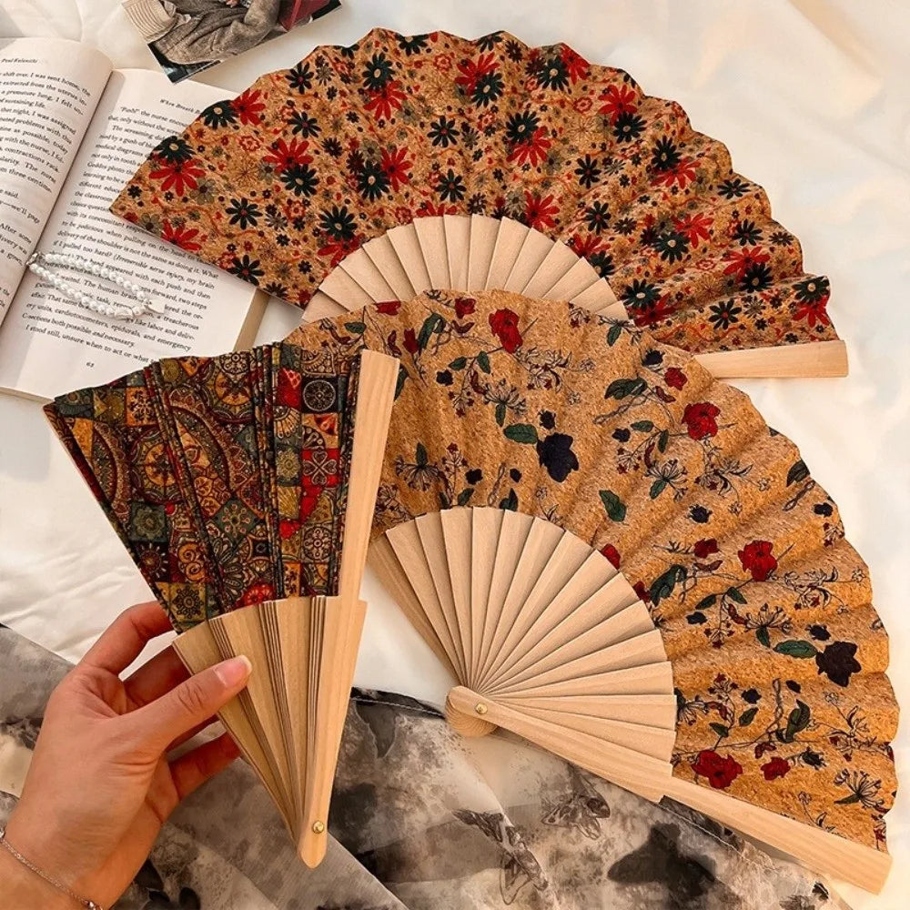 Vintage Bohemian Wooden Folding Fan – Hand Fan Home Décor Gift