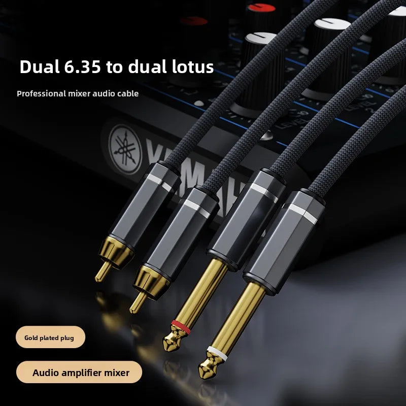 6.35mm to RCA Audio Cable – Dual-Core Mixer Connector Audio Interconnect Cable Nixie Grey 1m