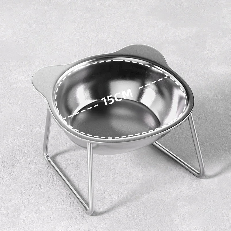 Raised Cat Bowl 304 Stainless Steel 15° Tilted Elevated Pet Dish Elevated Pet Bowl Nixie