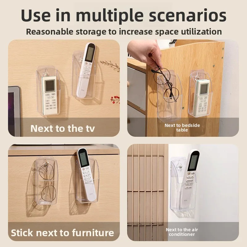 Acrylic Wall Mount Remote Control & Phone Holder Storage Box